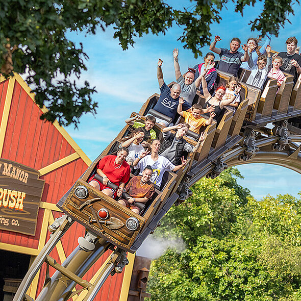 Guests riding Gold Rush