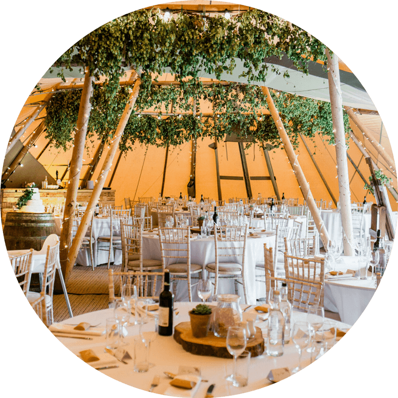 Tipi wedding venue package at Drayton Manor